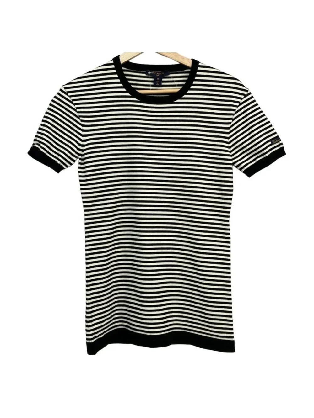 Louis Vuitton Short Sleeve Sweater M 68 Black Crew Neck Border